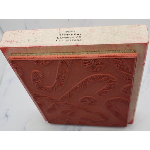 Christmas Holiday Candy Cane Peddlers Pack Background Wood Mounted Rubber Stamp - Picture 2 of 7